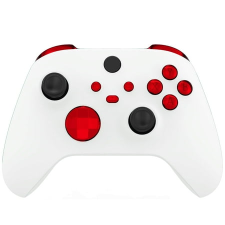 eXtremeRate Chrome Red Replacement Buttons LB RB LT RT Bumpers Triggers D-pad ABXY Start Back Sync Share Keys for Xbox Core Wireless Controller
