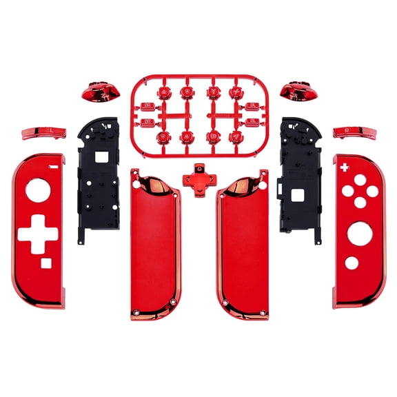 eXtremeRate Chrome Red Replacement Housing Shell w/Full Set Buttons for Nintendo Switch/OLED Joycon
