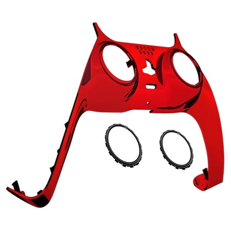 eXtremeRate Chrome Red Shell w/ Accent Rings Replacement Clip Shell Plates Coverfor ps5 Controller BDM-010/020/030/040