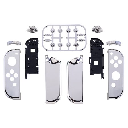 eXtremeRate Chrome Sliver Replacement Case w/ Full Set Buttons for Nintendo Switch & OLED Joy-Con