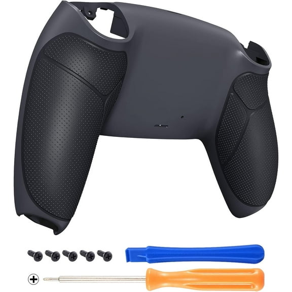eXtremeRate Classic Gray & Dark Gray Performance Rubberized Grip Custom Back Housing Bottom Shell Compatible with ps5 Controller, Replacement Back Shell Cover Compatible with ps5 Controller