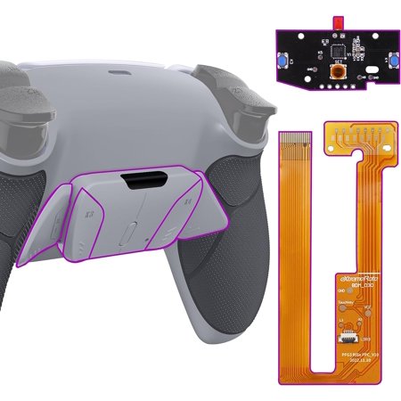 eXtremeRate Classic Gray Rubberized Grip Programable RISE4 Remap Kit for PS5 Controller BDM-030 040, Upgrade Board & Redesigned New Hope Gray Back Shell & 4 Back Buttons for PS5 Controller