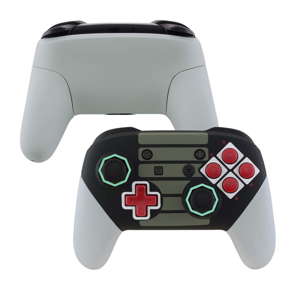 eXtremeRate Classic NES Style Faceplate Backplate Handles Cover, Octagonal Gated Sticks Design DIY Replacement Grip Housing Shell for Nintendo Switch Pro Controller- Controller NOT Included
