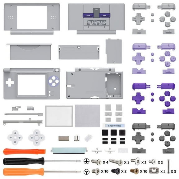 eXtremeRate Classic SNES Style Replacement Full Housing Shell for Nintendo DS Lite, Custom Handheld Console Case Cover with Buttons, Screen Lens for Nintendo DS Lite NDSL - Console Without