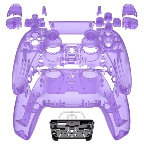 eXtremeRate Clear Atomic Purple Full Set Housing Shell w/Buttons Touchpad Cover Replacement for ps5 Controller BDM-030/040