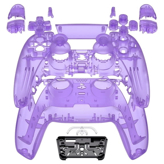 eXtremeRate Clear Atomic Purple Full Set Housing Shell w/Buttons Touchpad Cover Replacement for ps5 Controller BDM-030/040