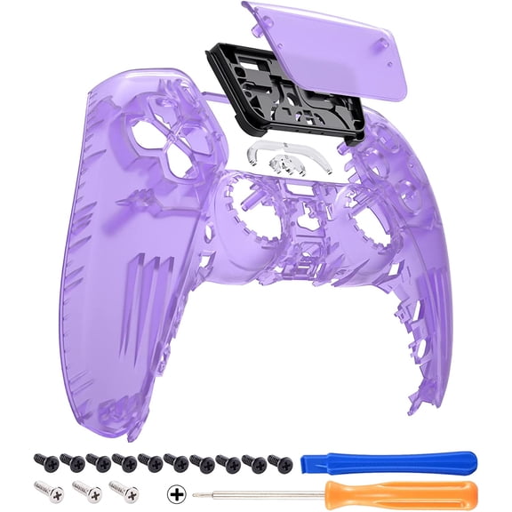 eXtremeRate Clear Atomic Purple Touchpad Front Housing Shell Compatible with ps5 Controller BDM-010 BDM-020 BDM-030, DIY Replacement Shell Custom Touch Pad Cover Compatible with ps5 Controller