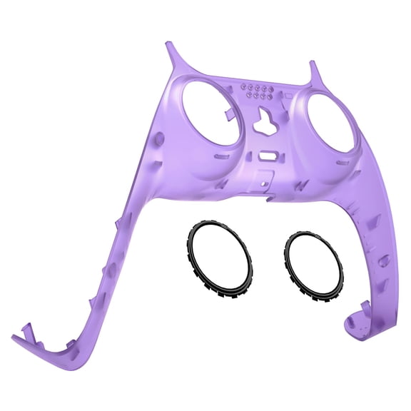 eXtremeRate Clear Atomic Purple Trim Shell Replacement Clip Shell w/Accent Rings for ps5 Controller BDM-010/020/030/040