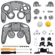 eXtremeRate Clear Black Faceplate Backplate for Nintendo GameCube Controller, Custom DIY Replacement Housing Shell Cover with Buttons for Nintendo GameCube Controller - Controller NOT Included