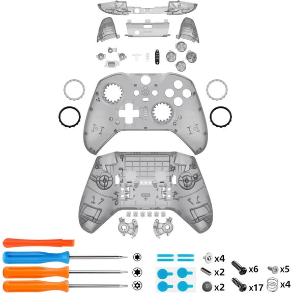 eXtremeRate Clear Black Full Shell Kit for Xbox Elite Series 2 Controller - Faceplate/Backplate w/ Buttons (Model 1797)