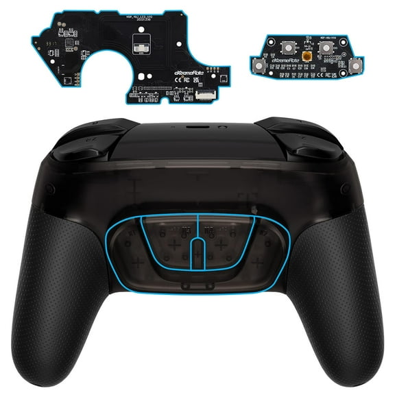 eXtremeRate Clear Black Programable RISE4 Remap Kit for Nintendo Switch Pro Controller, Upgrade Board & Redesigned Back Shell & Back Buttons for Nintendo Switch Pro Controller -Controller NOT Included