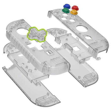 eXtremeRate Clear Black Replacement Housing Shell w/Full Set Buttons for Nintendo Switch/OLED Joycon