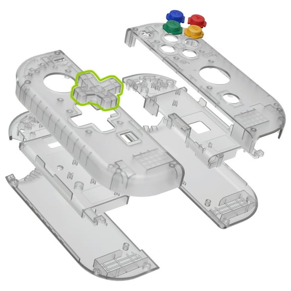 eXtremeRate Clear Black Replacement Housing Shell w/Full Set Buttons for Nintendo Switch/OLED Joycon