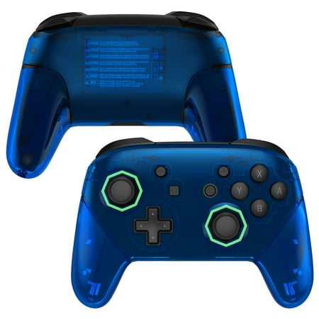 eXtremeRate Clear Blue Octagonal Gated Sticks Faceplate Backplate Handles, DIY Replacement Grip Housing Shell Cover for Nintendo Switch Pro Controller - Controller NOT Included