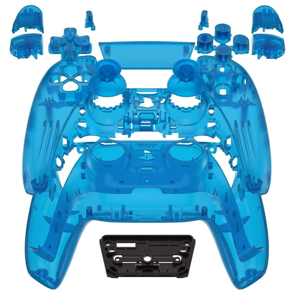 eXtremeRate Clear Blue Replacement Full Set Housing w/Buttons Touchpad Cover for ps5 Controller
