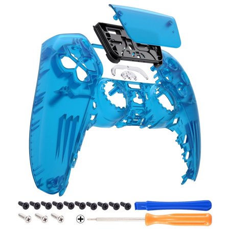eXtremeRate Clear Blue Touchpad Front Housing Shell Compatible with ps5 Controller BDM-010 BDM-020 BDM-030, DIY Replacement Shell Custom Touch Pad Cover Compatible with ps5 Controller