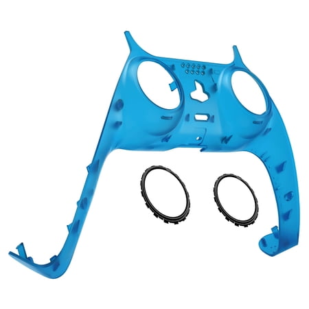 eXtremeRate Clear Blue Trim Shell w/Accent Rings Replacement Clip Shell Cover for ps5 Controller BDM-010/020/030/040