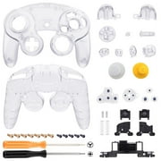 eXtremeRate Clear Faceplate Backplate for Nintendo GameCube Controller, Custom DIY Replacement Housing Shell Cover with Buttons for Nintendo GameCube Controller - Controller NOT Included