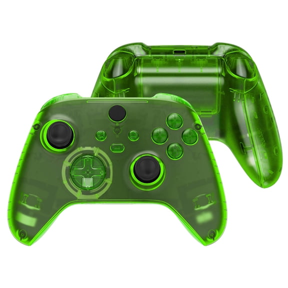 eXtremeRate Clear Green Full Set Shell Buttons Replacement Grips Cover for Xbox Core Wireless Controller
