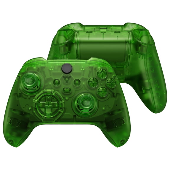eXtremeRate Clear Green Full Set Shell Buttons Replacement Grips Cover for Xbox Core Wireless Controller