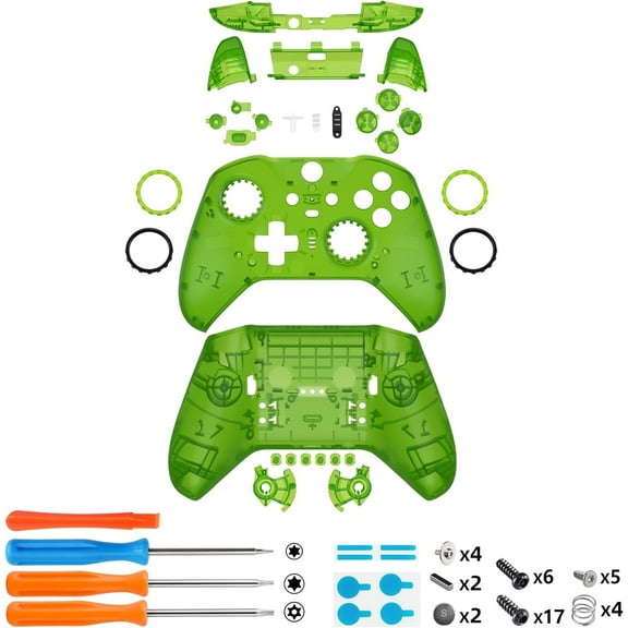 eXtremeRate Clear Green Full Shell Kit for Xbox Elite Series 2 Controller - Faceplate/Backplate w/ Buttons (Model 1797)