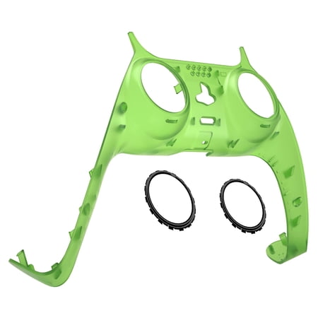 eXtremeRate Clear Green Trim Shell w/Accent Rings Replacement Clip Cover for ps5 Controller BDM-010/020/030/040