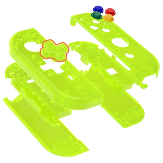eXtremeRate Clear Lime Green Replacement Housing w/Full Set Buttons for Nintendo Switch/OLED Joycon