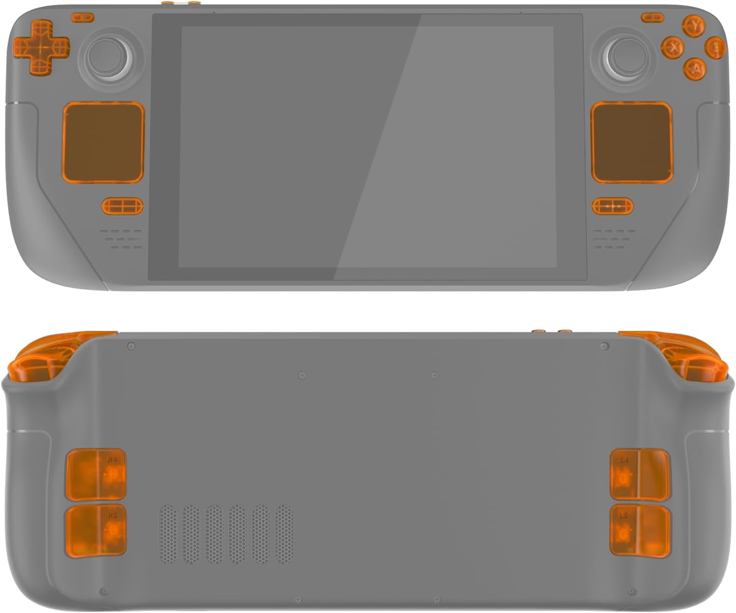 eXtremeRate Clear Orange Replacement ABXY Dpad Trackpad Bumpers