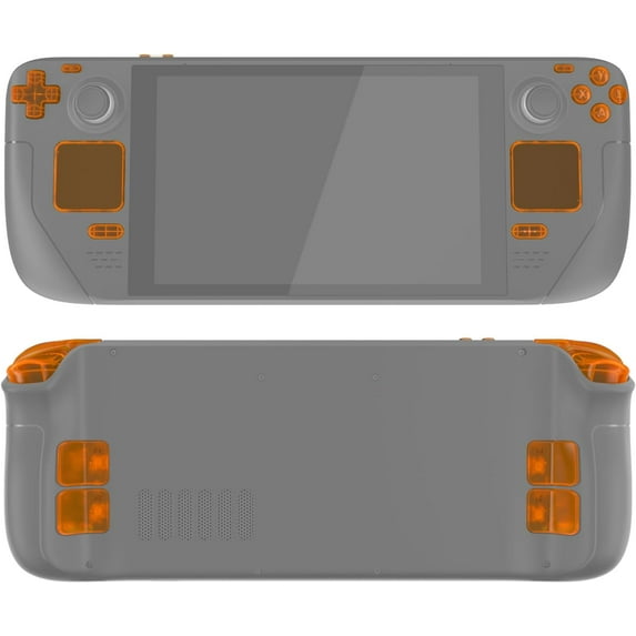 eXtremeRate Clear Orange Replacement ABXY D-pad Trackpad Bumpers Triggers Buttons w/Screwdriver Tool for Steam Deck LCD Handheld Console