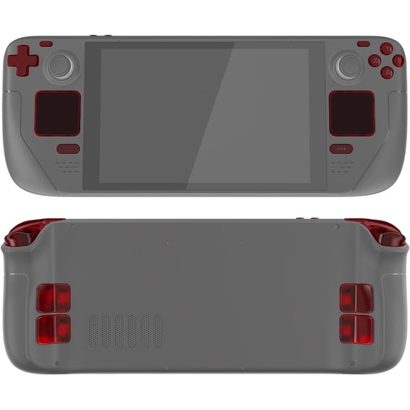eXtremeRate Clear Red Replacement ABXY D-pad Trackpad Bumpers Triggers Buttons and Screwdriver Tools for Steam Deck LCD Handheld Console