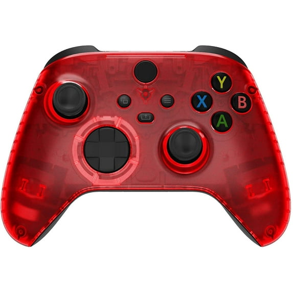 eXtremeRate Clear Red Replacement Faceplate Custom Front Housing Shell for Xbox Core Wireless Controller