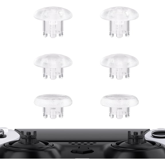 eXtremeRate Clear Replacement Swappable Thumbsticks for PS5 Edge Controller, Custom Interchangeable Analog Stick Joystick Caps for PS5 Edge Controller - Controller & Thumbsticks Base NOT Included