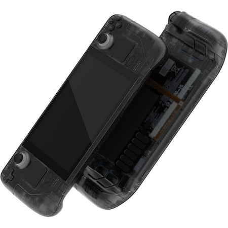 eXtremeRate Clear Slate Black Faceplate Back Plate Replacement Housing Case Full Set Shell w/Buttons for Steam Deck LCD Console