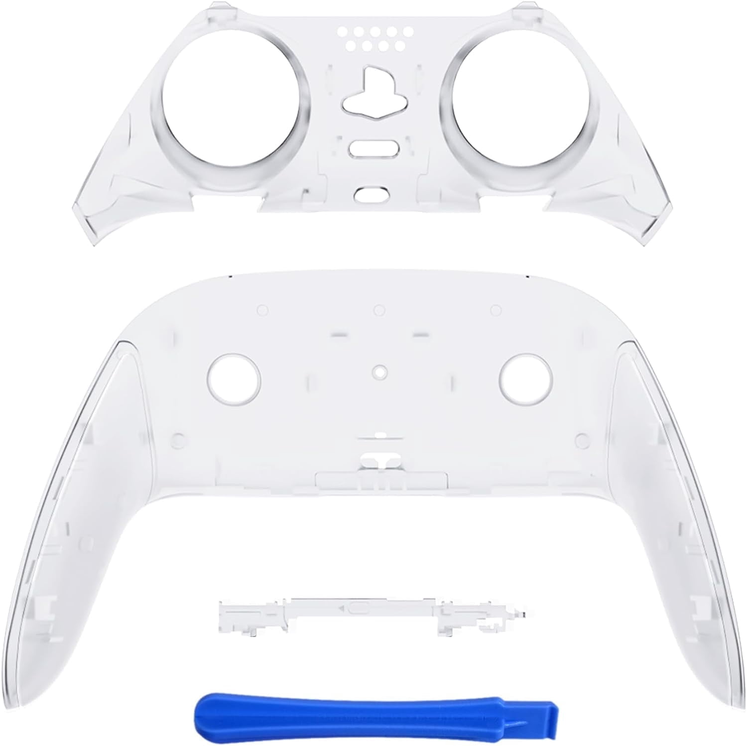 eXtremeRate Clear Top Bottom Shell Replacement Front Back Clip Shell ...