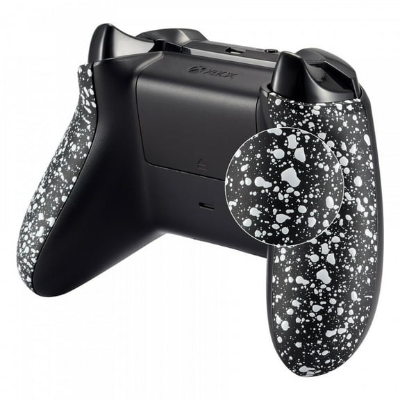 eXtremeRate Comfortable Non-Slip 3D Splashing Side Rails Handles Back Panels for Microsoft Xbox One X & One S Controller - Textured White