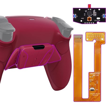 eXtremeRate Cosmic Red Rubberized Grip Programable RISE4 Remap Kit Upgrade Board & Redesigned Back Shell & 4 Back Buttons for ps5 Controller BDM-030/040