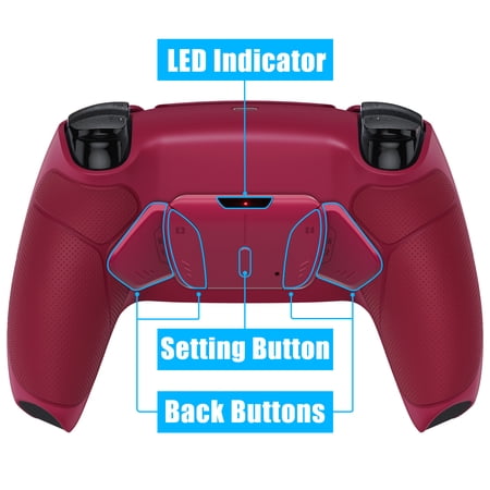 eXtremeRate Cosmic Red Rubberized Grip Remap Kit Upgrade Board Back Shell 4 Buttons for PS5 Controller BDM 010/020