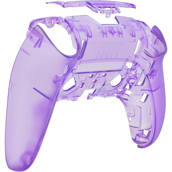 eXtremeRate Custom Back Housing Bottom Shell Compatible with ps5 Edge Controller, Clear Atomic Purple DIY Replacement Back Shell Cover Compatible with ps5 Edge Controller
