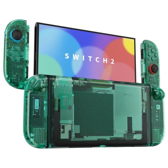 eXtremeRate Custom Full Set Rear Back Plate Controller Housing with Buttons for Switch 2 - Deluxe Version - Emerald Green