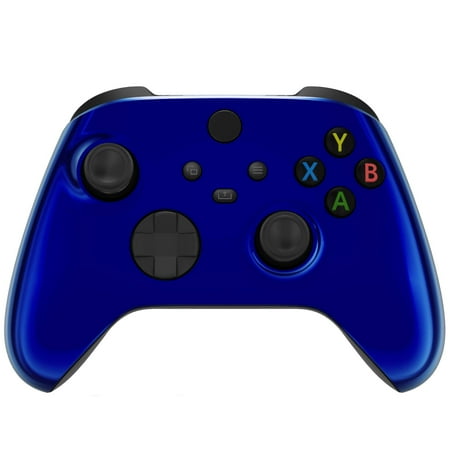 eXtremeRate Custom Shell Chrome Blue Replacement Game Acessories Cover Faceplate for Xbox Core Wireless Controller