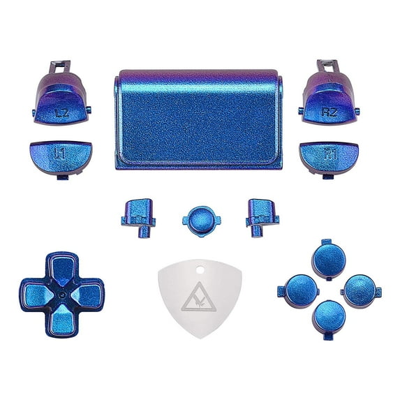 eXtremeRate D-pad R1 L1 R2 L2 Trigger Touchpad Action Home Share Options Buttons for ps4 Controller, Chameleon Purple Blue Full Set Buttons Repair Kits for ps4 Slim Pro CUH-ZCT2 Controller