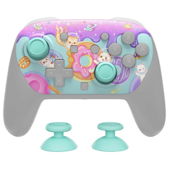 eXtremeRate DIY Replacement Faceplate Shell for Nintendo Switch 2 Pro Controller, Custom Front Housing Case, Thumbsticks and Screwdriver Tools - Donut Odyssey