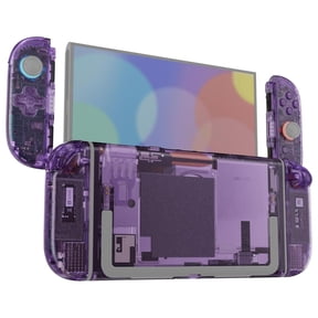 eXtremeRate DIY Replacement Shell Buttons (D-Pad Ver) for Nintendo Switch 2, Full Set Rear Back Plate Controller Housing Buttons for Switch 2 Console & Joycon 2 - Deluxe Version - Clear Atomic Purple