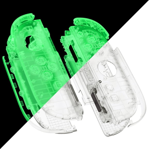 eXtremeRate DIY Replacement Shell Buttons for Joycon 2,Custom Full Set Housing Case for Nintendo Switch 2 Controller - Deluxe Version - Glow in Dark Green