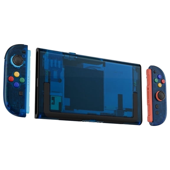 eXtremeRate DIY Replacement Shell Buttons for Nintendo Switch 2, Custom Console Rear Back Platefor Joycon 2 - Essence Version - Clear Blue