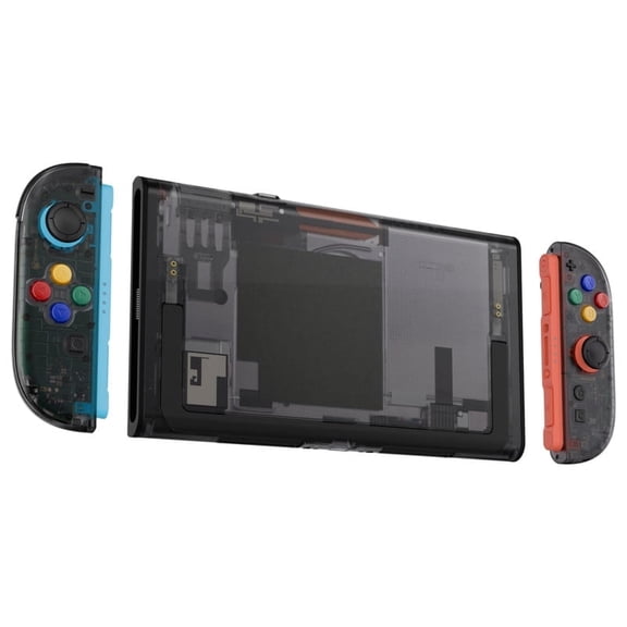 eXtremeRate DIY Replacement Shell Buttons for Nintendo Switch 2, Custom Console Rear Back Platefor Joycon 2 - Essence Version - Clear Slate Black