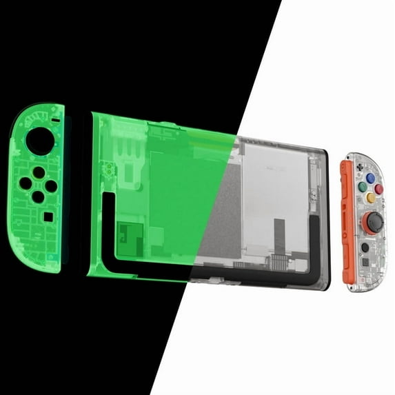 eXtremeRate DIY Replacement Shell Buttons for Nintendo Switch 2, Custom Console Rear Back Platefor Joycon 2 - Essence Version - Glow in Dark - Green