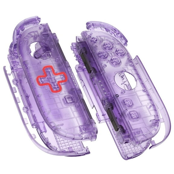 eXtremeRate DIY Replacement Shell (D-Pad Ver) Buttons for Joycon 2, Custom Full Set Housing for Nintendo Switch 2 Controller - Deluxe Version - Clear Atomic Purple
