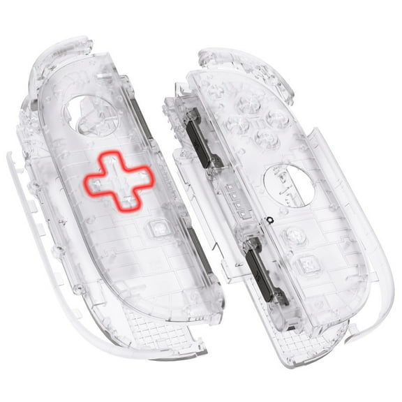 eXtremeRate DIY Replacement Shell (D-Pad Ver) Buttons for Joycon 2, Custom Full Set Housing for Nintendo Switch 2 Controller - Deluxe Version - Clear