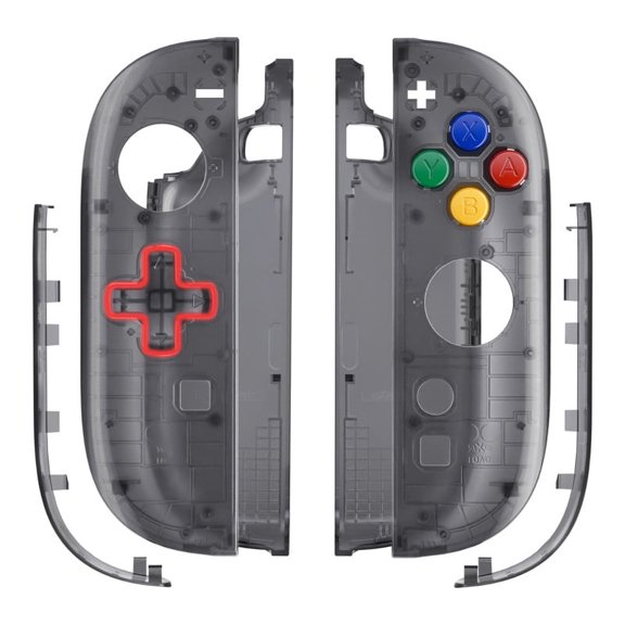 eXtremeRate DIY Replacement Shell (D-Pad Version) with Buttons for Joycon 2,Custom Housing Faceplate Case for Nintendo Switch 2 Controller - Essence Version - Clear Slate Black